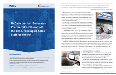 White Paper: McCabe Lumber Generates Precise Take-Offs in Half the Time White Paper: McCabe Lumber Generates Precise Take-Offs in Half the Time