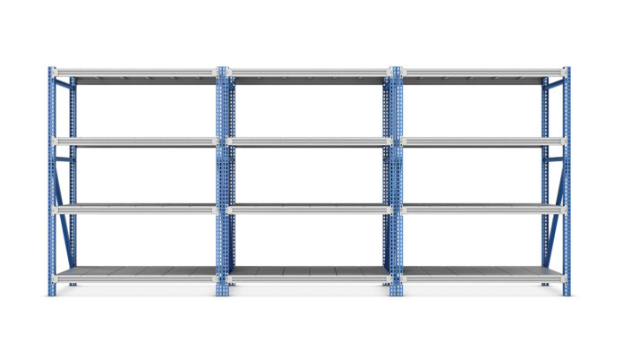 Rendering of three metal racks put together, isolated on the material shortage Real Issues. Real Answers